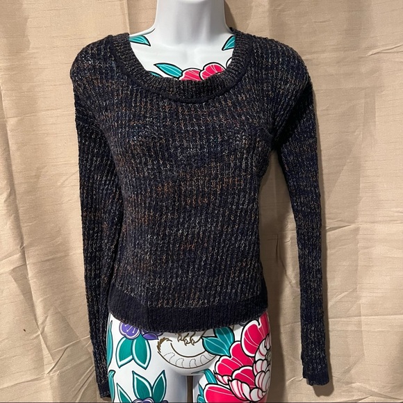 Free People Navy Knit Sweater Lace Back - Picture 2 of 6